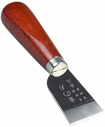 DUJISO Cuchillo de corte de cuero con mango de madera, cuchillo de trabajo de cuero para cortar manualidades en cuero