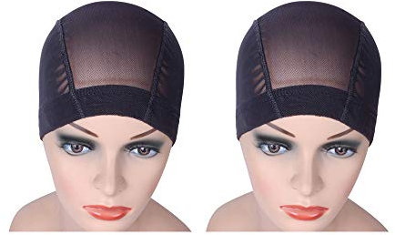 2 pcs/lot Black Mesh Cap for Wig Making Mesh Dome Wig Cap Stretchable Hairnets with Wide Elastic Band (S)