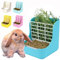MINGZE Hay Lebensmittel Bin für Kaninchen, Chinchillas, Große Meerschweinchen, Hängendes Heu und Futter 2-in-1-Zuführung (Blau)