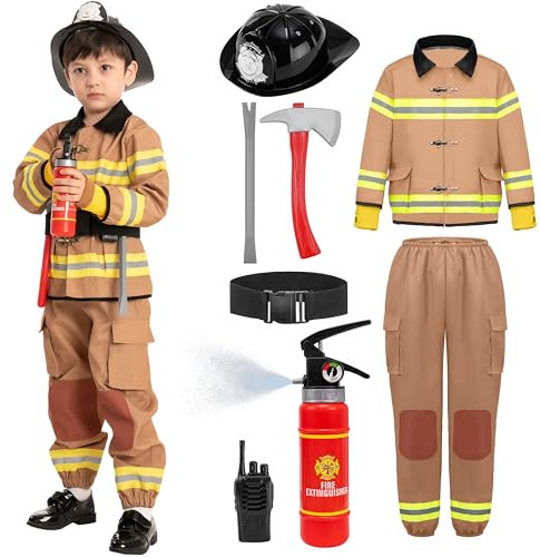 Spooktacular Creations Déguisement de Pompier Costume de Pompier pour Enfant Jeu de Rôle pour Halloween