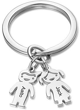 kaululu Porte-clés Personnalisé Maman Gravure Noms Texte Acier Femme Porte clef Cadeau Personnalisé Femme Maman Cadeau Fête des Mères