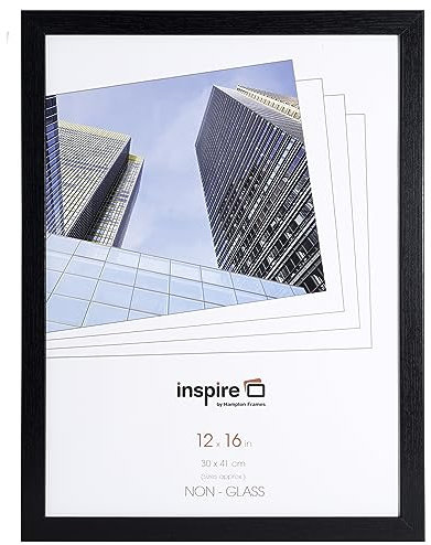 Hampton Frames, Cadre photo Oxford 30x40 cm, noir, MDF effet bois, plexiglas sans verre | Fixation murale portrait ou paysage | Protège et met en valeur vos affiches