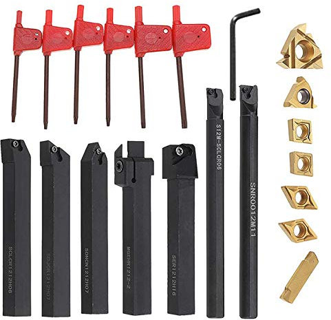 7Tlg 12Mm Schaftdrehmaschine Bohrstange Drehen Werkzeughalter Set Mit Hartmetall-Einsätze