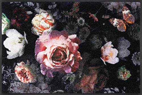 wash+dry Fußmatte, Night Roses 50x75 cm, innen und außen, waschbar