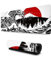 Black and White Japanese Wave Red Sun Gaming Mouse Pad XL, Extended Large Mouse Mat Desk Pad, Stitched Edges Mousepad, 31.5 X 11.8 Inch
