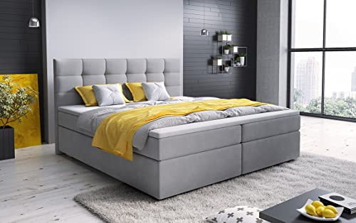 A-dekor home Boxspringbett Fenix Hotelbett, kontinentales Bett, Designerbett, 140/160/180x200cm, viele Farbvarianten, Zwei Bettkasten, Bonell Matratze, Topper (Cosmic 160 Hellgrau, 160 x 200 cm)
