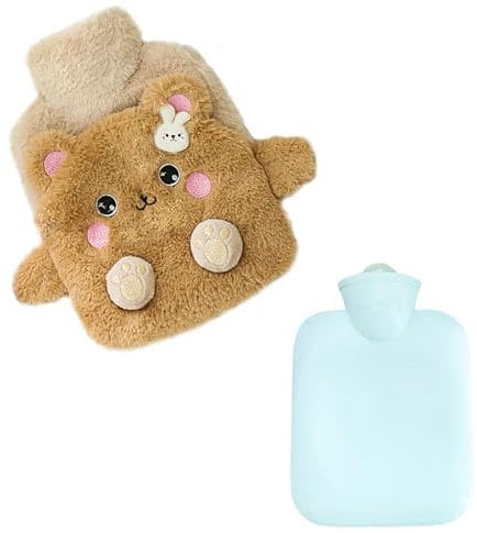 Wärmflasche Bär, Plüsch, Wärmflasche, niedlich, Wärmflasche, Warmwasser, Kinder, kleine Wärmflasche bei kaltem Wetter, gutes Geschenk für die Familie, Freundin, 500 ml