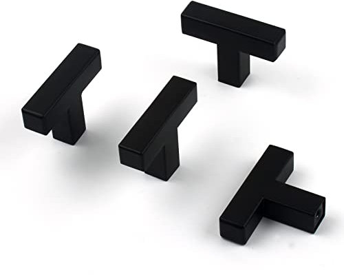 CVIUYO 4 Pack 2Inch Black Cupboard Handles, Kitchen Cupboard Door Handles, T Bar Handle, Square Cabinet Handle for Cabinet/Wardrobe/Bathroom with Screws