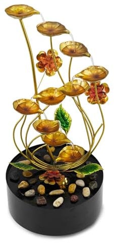 GEEZY Garden Water Feature – Metal Spiral Fountain with LED Lights – Mains Powered, Self-Contained, Indoor & Outdoor – Easy Setup, Cascading & Tranquil – Great for Garden, Home, Patio & Balcony Decor