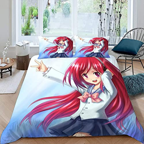 RLYXGS Anime Bettwäsche 135x200 3D Druck Anime Japan Bettwäsche-Sets 1 Mikrofaser Bettbezug für Jungen Mädchen Bettwaren 4-teilig mit Reißverschluss+2 Kissenbezüge 80x80cm