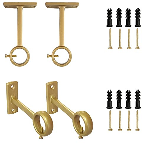Kowibcl Gardinenstangenhalterung, 4 Stück, Decken-Gardinenstangenhalter, Halterungen für Wand- und Deckenmontage, Gardinenstange, Gold