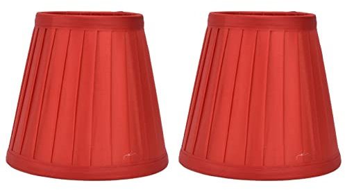 Alvinlite Kronleuchter-Lampenschirm, 2 Stück, Tischlampenschirm, Stoff, Rot, zum Aufstecken, Wandlampe, Kerzenschirm