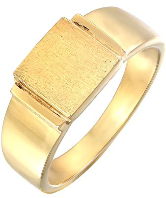 Kuzzoi Siegelring Herrenring quadratisch matt in 925 Sterling Silber vergoldet, Klassischer Herren Silberring (10 mm), Goldener Bandring für Männer, Ringgröße 62