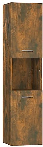 vidaXL Badezimmerschrank, Wandschrank für Badezimmer, Badschrank mit 5 Fächern 2 Türen, Schwebeschrank Bad Badmöbel, Räuchereiche Holzwerkstoff