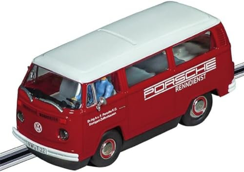 Carrera - 20031096 - Carrera Digital 132 I VW Bus T2b Porsche Renndienst I Teil des Porsche Teams I Slotcar im Maßstab 1:32 I Authentische Frontbeleuchtung I Slotcar für Carrera Rennbahn