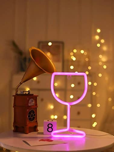 Lampe au néon LED Bichiere à vin rouge. Bar néon led, enseigne verre à vin rouge, décoration de bar, verre à vin enseignes au néon à USB