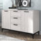 Galano Lawrence 2 Door 3 Drawer Sideboard – Dusty Grey Oak Storage Cabinet with Adjustable Shelves – Buffet Unit for Kitchen, Living Room, or Hallway