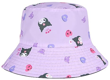 Roffatide Anime Kuromi Cinnamoroll Eimer Hut für Jungen Mädchen Melody Cotton Print Fischerhut faltbar Sonnenhut
