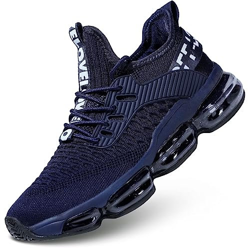 Wrezatro Zapatos Herren Turnschuhe Luftpolster Laufen Mode Schuhe Casual Atmungsaktiv Walking Tennis Gym Athletic Sports Sneakers, blau, 43.5 EU