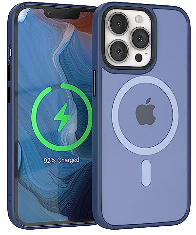 EAZY CASE - induktiv Laden Hülle kompatibel mit iPhone 13 Pro kompatibel mit MagSafe (Wireless Charging), dünne schützende Hülle, Matt Schlanke Handyhülle, samtige Touch Matt in Nacht Blau