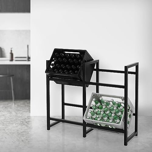 ML-Design Étagère pour Caisses de Boissons 4 Caisses, 91x31x75,5 cm, Acier, Indépendante, Étagère sur Pieds pour Caisses de Boissons, Support Rangement de Bouteilles, Ideal pour Garage/Cave/Magasin