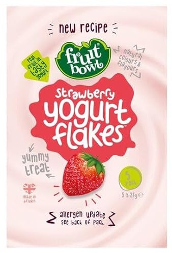 Fruit Bowl Yogurt Flakes Strawberry 5X18g (2 Pack) | Gluten free | Yummy, yummy yogurt coated fruit flakes