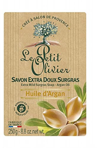 LE PETIT OLIVIER - Savon Extra Doux Surgras à lHuile dArgan 250g - Barre de Savon Naturel pour le Corps - Lot De 4