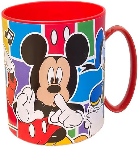 Tazza in plastica riutilizzabile Topolino Paperino Pippo Disney adatta al microonde BPA Free capacità 350 ml tazza per bambini