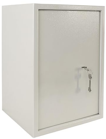 UISEBRT Safe Tresor Möbeltresor mit Doppelbartschloss - Schlüsseltresor Abschließbarer Schrank Geldkoffer Wandsicher Tresorbox für Hause Büro Hotel - 35x31x50cm Silber