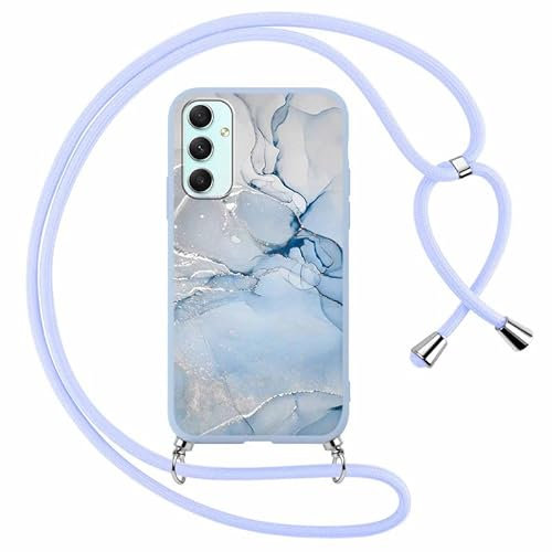 Foonary Coque pour Samsung Galaxy A25 5G avec Cordon de Collier, Aesthetic Marbre Motif Étui Housse Réglable Lanyard Corde, Souple Silicone TPU Antichoc Protection Case pour Samsung A25 6,5, Marbre 2