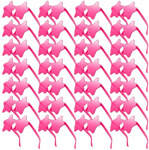 Morcheiong 10/20/30/40 Pcs Lunettes de soleil étoiles colorées sans monture, lunettes de soleil tendance pour fête de mariage à la piscine, verres pentagrammes (30, rose red)