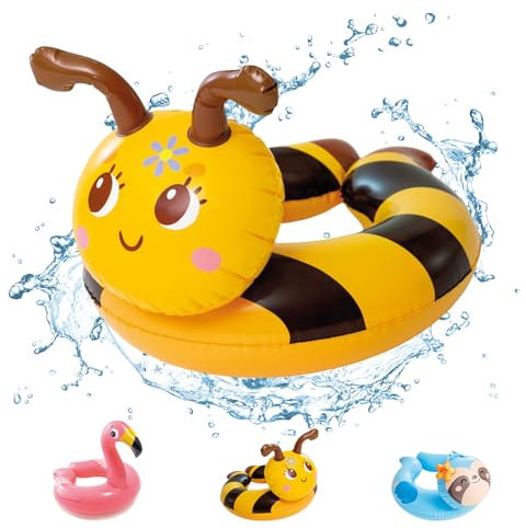 POPOYU Schwimmreifen Kinder 3-6 Jahre,Schwimmreifen Biene Kinder,Schwimmtiere für Den Pool,Aufblasbare Schwimmtiere Biene,Pool Tiere Aufblasbar Spielzeug für Schwimmbad-Party,Strand Partyzubehör