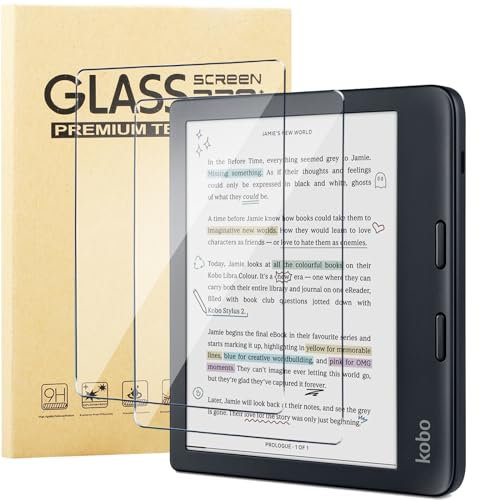 KUSINHOKA Protecteur d'Écran pour Kobo Libra Colour (7 Pouces), 2 Pièces Haute Dureté [Anti-Rayures] Verre Trempé, [Haute Définition] [sans Bulles] Film de Protection Écran pour Kobo Libra Color