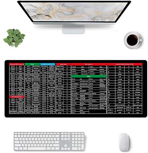 ExcelPad Shortcut Mousepad, Anti-slip Keyboard Pad with Clear Shortcut Key,keyboard Shortcuts Mouse Mat,super Large Anti-slip Clear Shortcut Key Patterns Mouse Keyboard Pad with Stitched Edge