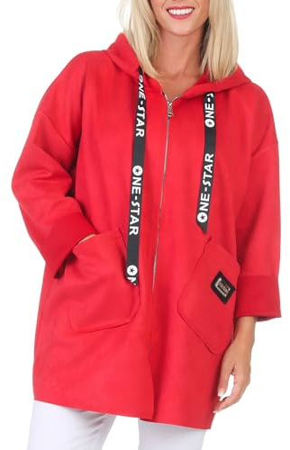 simaranda Sweatjacke Damen mit Kapuze Hoodie lange Übergangsjacke Kurzmantel uni mit Zipper Cardigan 5325