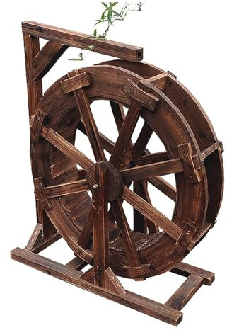 JTWWDM Fontaine Eau Jardin Vintage, Fontaine Eau, Patio Extérieur en Bois Feng Shui, Décoration Jardin, Cascade Ornementale Balcon Intérieur avec Support,30cm