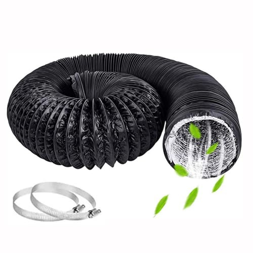 PVC Abluftschlauch, Alu Flexrohr Abluftschlauch mit Alu-Isolierung, Flexibel Luftleitungen Rohr, Schallgedämmter Wärmeisolierung für Abluftventi (ø 60mm/6m,Black)