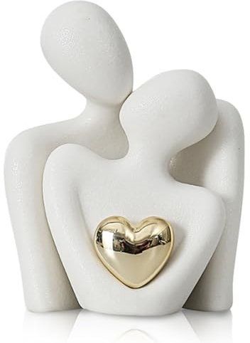 JJQHYC Romantische Paar Statue, Abstrakte Skulptur Kleine Regal Ornamente für Wohnzimmer, Weiße Figurine Deko Paar Figur Skulpturen Geschenke für Hochzeit