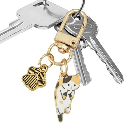 Porte-clés en forme de chat, chaton et animal de compagnie – Pendentifs à breloques en forme de chat et chaton, porte-clés esthétique, pendentif créatif pour sac pour homme, jaune, Refer to