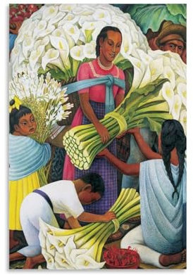 YYUEQIL Diego Rivera Gemälde-Poster, Blumenverkäufer, Heimdekoration, Wandkunst, zum Aufhängen, Bild, Druck, Schlafzimmer, dekorative Gemälde, Raum, ungerahmt, 50 x 75 cm