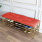Moderne Schuhbank aus Kunstleder mit goldenem Regal, 60 x 35 x 45 cm, Rot