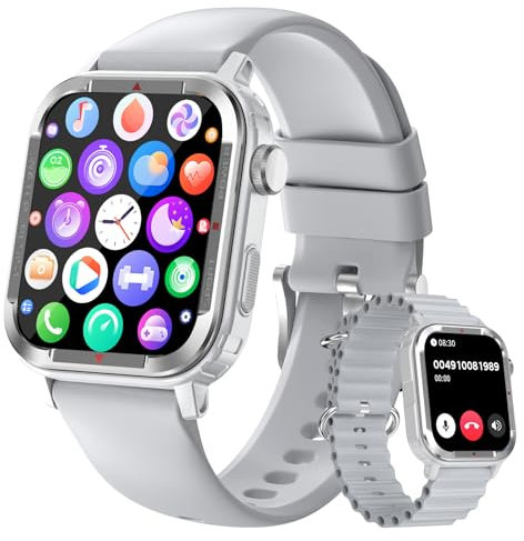 Smartwatch Herren Damen, 1.85 HD Touchscreen Smart Watch mit Telefonfunktion, IP68 Wasserdicht Fitness Tracker mit Pulsuhr, SpO2, Schlafmonitor, Schrittzähler, 123 Sportmodi, Sportuhr für Android iOS