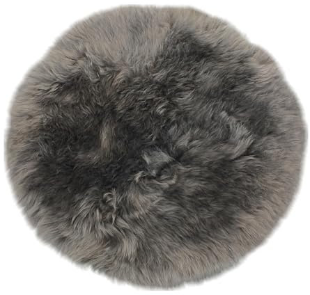 MACOSA Dekofell rund vers. Farben 34 cm echtes Lammfell modern Sitzplaid Sitzkissen Deko-Fell Tischdeko Echtfell Sitzauflage Stuhlkissen Fellteppich klein (Anthrazit)