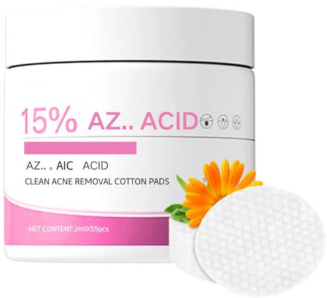55pcs 15% Anti Acne Acid Cleansing Pads - Acne Treatment Face Pads - Face Exfoliator Pad for Blackhead,Pores - Exfoliating Face Wipes Cotton Pads for Women - Acne Removal,Balance Facial Oils