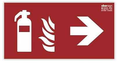 Señal Luminiscente Extintor (Flecha Derecha), Clase A PVC (1mm) - Normativa ISO y UNE 23034:2023