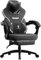 Dowinx Gaming Chair with Footrest, Gaming Chair for Heavy People, Gamer Chairs for Adult with Massage, Fabric Computer Chairs for 200lbs (Black)
