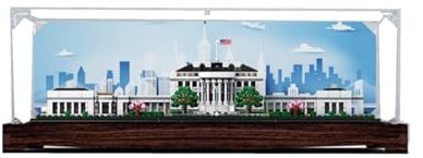 Transparent Acrylic Display Case for Lego 21054 White House Skyline Model ，Clear Box,Storage Box,Display Box,Compatible with 21054 Model. (Display Box only) (Black Walnut)