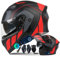 Motorradhelm Klapphelm mit Bluetooth Motorradhelm mit ECE-Zugelassener Helm Motorrad Integrierter leise Motorradhelm mit Anti-Fog-Doppelvisier Rennhelm Erwachsene Männer Frauen