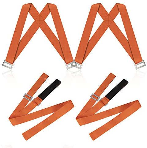 Cinghie Trasporto Mobili, 2 Persone Sistema di Sollevamento, Professionali per Trasloco, Sollevare Pesi, Trasporto, Sposta Mobili e Oggetti Pesanti, Elettrodomestici, Arancia