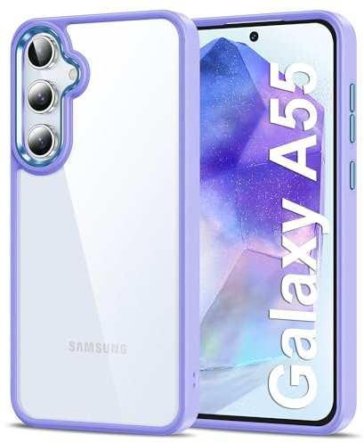 HOOMIL Cover per Samsung Galaxy A55 5G, Custodia Anti-Ingiallimento, Antiurto e Anti-Graffi, Retro Rigida Trasparente - Lilla